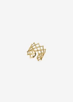Ring Mit Gitter-Muster, Gold -Sassyclassy SassyClassy ring mit gitter muster gold S2204A1082