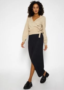 Rip Jersey-Rock Mit Wickel-Optik, Schwarz -Sassyclassy SassyClassy rip jersey rock mit wickel optik schwarz S3204B5822 2