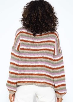Rundhalspullover Mit Bunten Ringelstreifen - Beige 13 Rundhalspullover Mit Bunten Ringelstreifen - Beige -Sassyclassy SassyClassy rundhalspullover mit bunten ringelstreifen beige S3210P6526