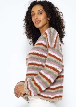 Rundhalspullover Mit Bunten Ringelstreifen - Beige 15 Rundhalspullover Mit Bunten Ringelstreifen - Beige -Sassyclassy SassyClassy rundhalspullover mit bunten ringelstreifen beige S3210P6526 7