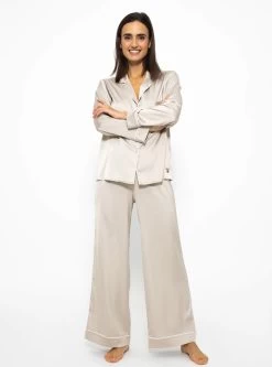 Satin Pants Mit Paspel - Champagner -Sassyclassy SassyClassy satin pants mit paspel champagner S3209NH6421 5