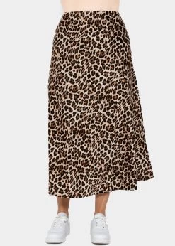 Satin Rock Mit Leo-Print, Braun -Sassyclassy SassyClassy satin rock mit leo print in braun S3207R6087