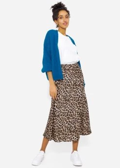 Satin Rock Mit Leo-Print, Braun -Sassyclassy SassyClassy satin rock mit leo print in braun S3207R6087 1