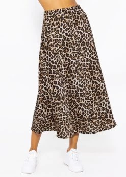 Satin Rock Mit Leo-Print, Braun -Sassyclassy SassyClassy satin rock mit leo print in braun S3207R6087 4