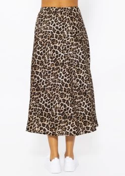 Satin Rock Mit Leo-Print, Braun -Sassyclassy SassyClassy satin rock mit leo print in braun S3207R6087 7