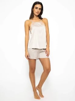 Satin Pyjama Top Mit Spitze - Champagner 13 Satin Pyjama Top Mit Spitze - Champagner -Sassyclassy SassyClassy satin top mit spitze champagner S3209NT6418