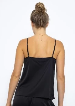 Satin Pyjama Top Mit Spitze - Schwarz -Sassyclassy SassyClassy satin top mit spitze schwarz S3209NT6416 4