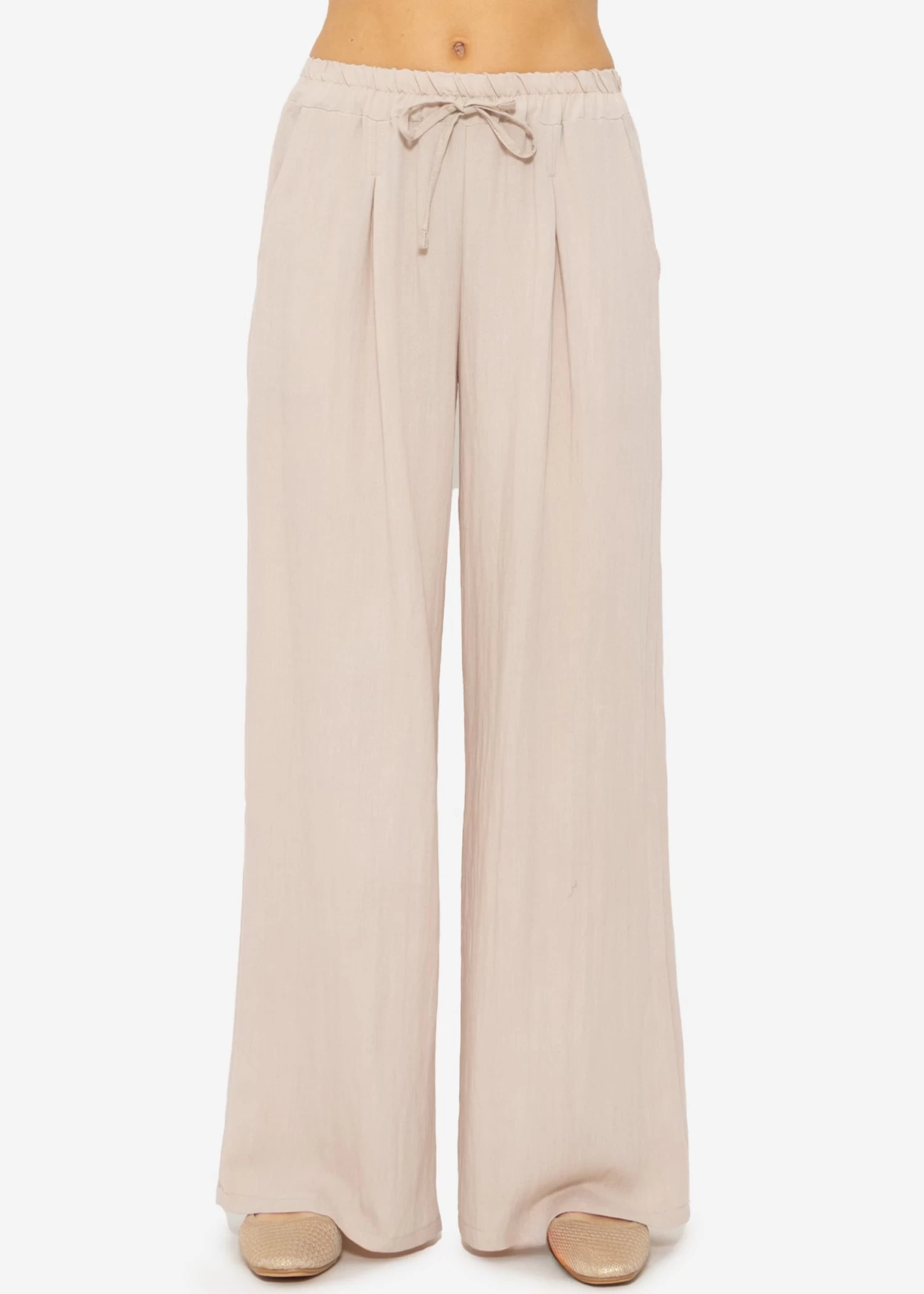 Schimmernde Lässige Viskose Hose - Beige 3 Schimmernde Lässige Viskose Hose - Beige