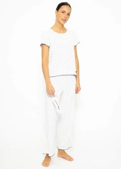 Schlafhose Mit Pünktchen - Weiß 16 Schlafhose Mit Pünktchen - Weiß -Sassyclassy SassyClassy schlafhose mit punktchen weiss S3209NH6327 2