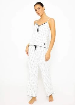 Schlafhose Mit Pünktchen - Weiß 14 Schlafhose Mit Pünktchen - Weiß -Sassyclassy SassyClassy schlafhose mit punktchen weiss S3209NH6327