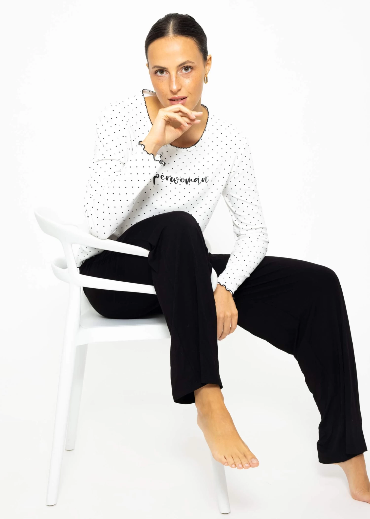 Schlafshirt Mit Pünktchen - Weiß 9 Schlafshirt Mit Pünktchen - Weiß – Bild 7