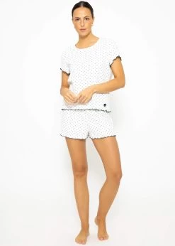 Schlafshorts Mit Pünktchen - Weiß -Sassyclassy SassyClassy schlafshorts mit punktchen weiss S3209NS6334 2