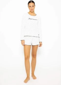 Schlafshorts Mit Pünktchen - Weiß -Sassyclassy SassyClassy schlafshorts mit punktchen weiss S3209NS6334