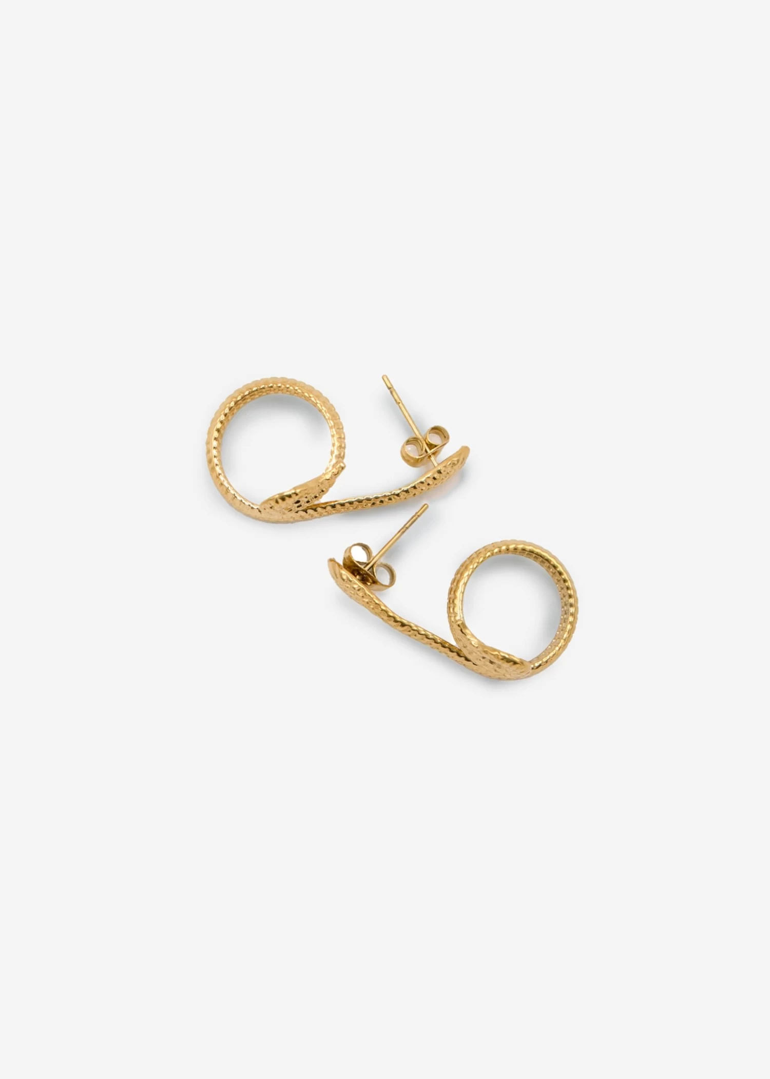 Schlangen Ohrstecker Mit Textur - Gold 6 Schlangen Ohrstecker Mit Textur - Gold – Bild 4