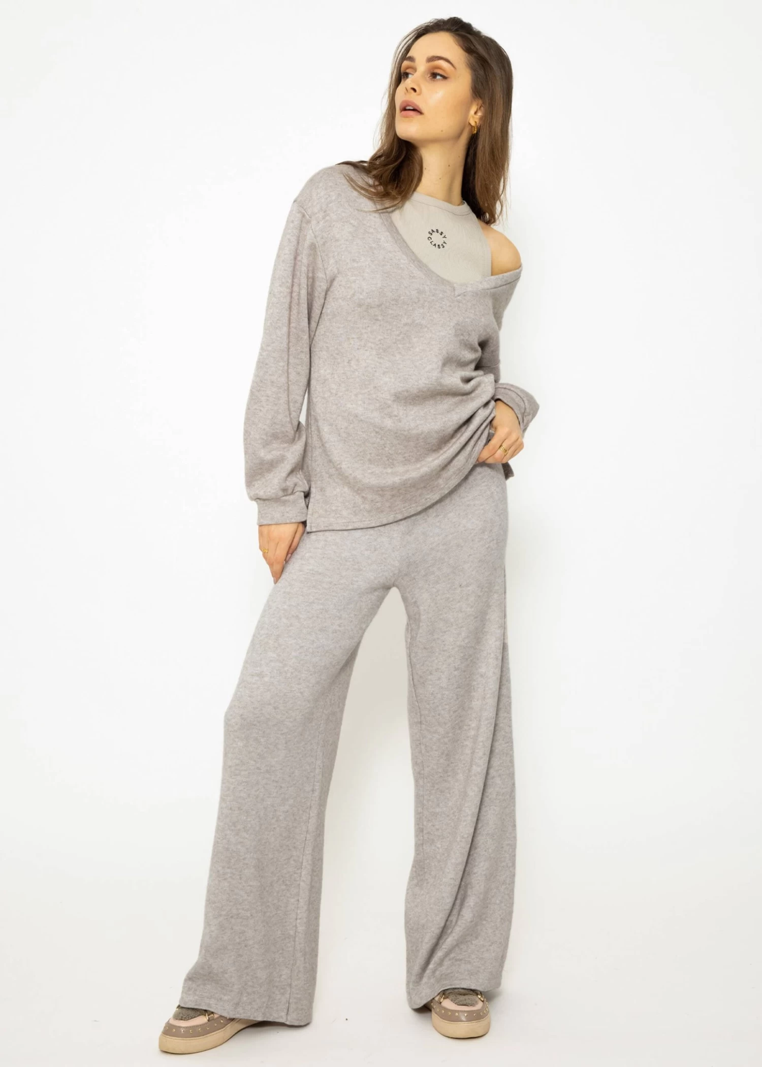 Schlupfhose, Super Soft, Mit Weitem Bein - Taupe 6 Schlupfhose, Super Soft, Mit Weitem Bein - Taupe – Bild 4