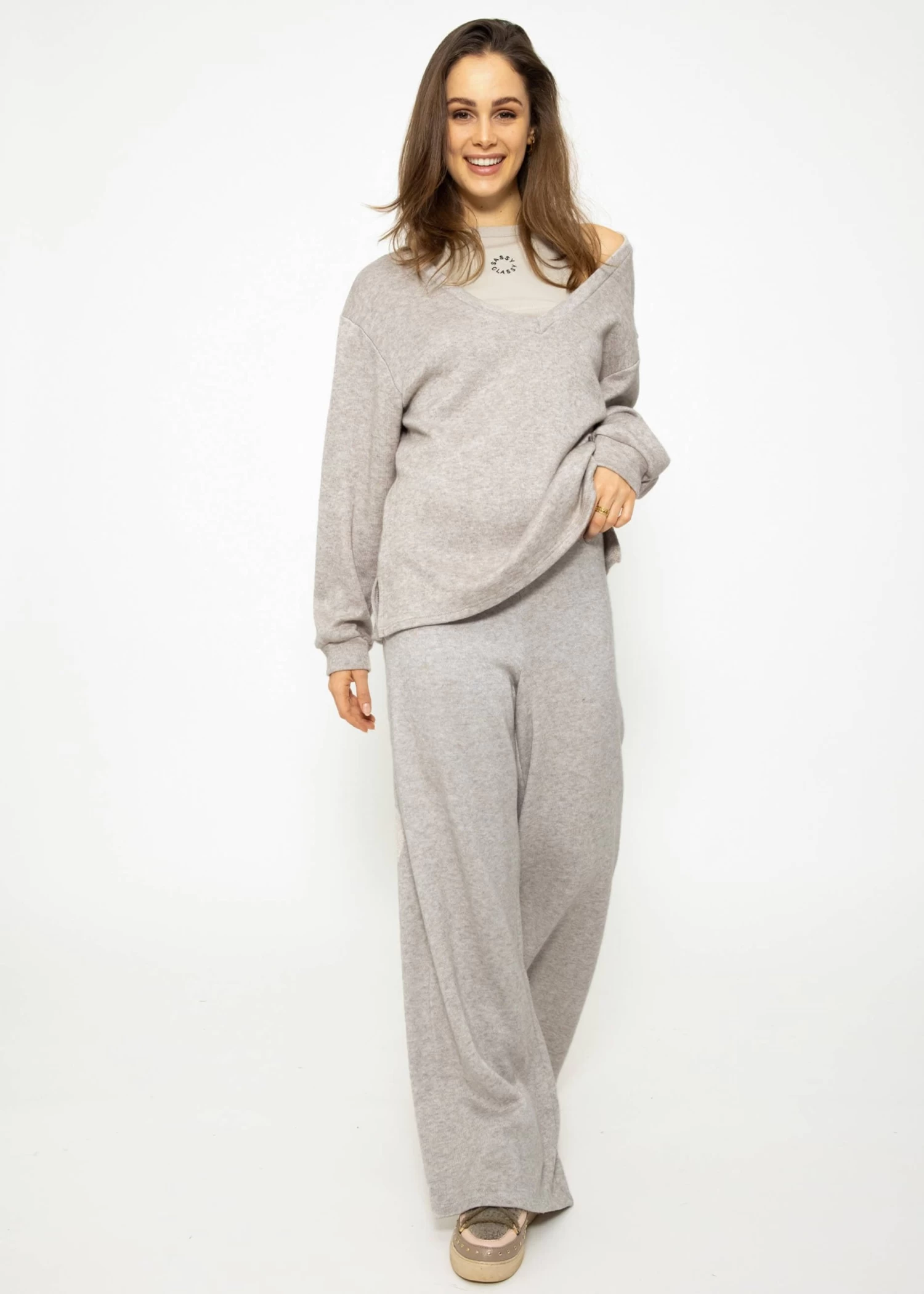 Schlupfhose, Super Soft, Mit Weitem Bein - Taupe 4 Schlupfhose, Super Soft, Mit Weitem Bein - Taupe – Bild 2