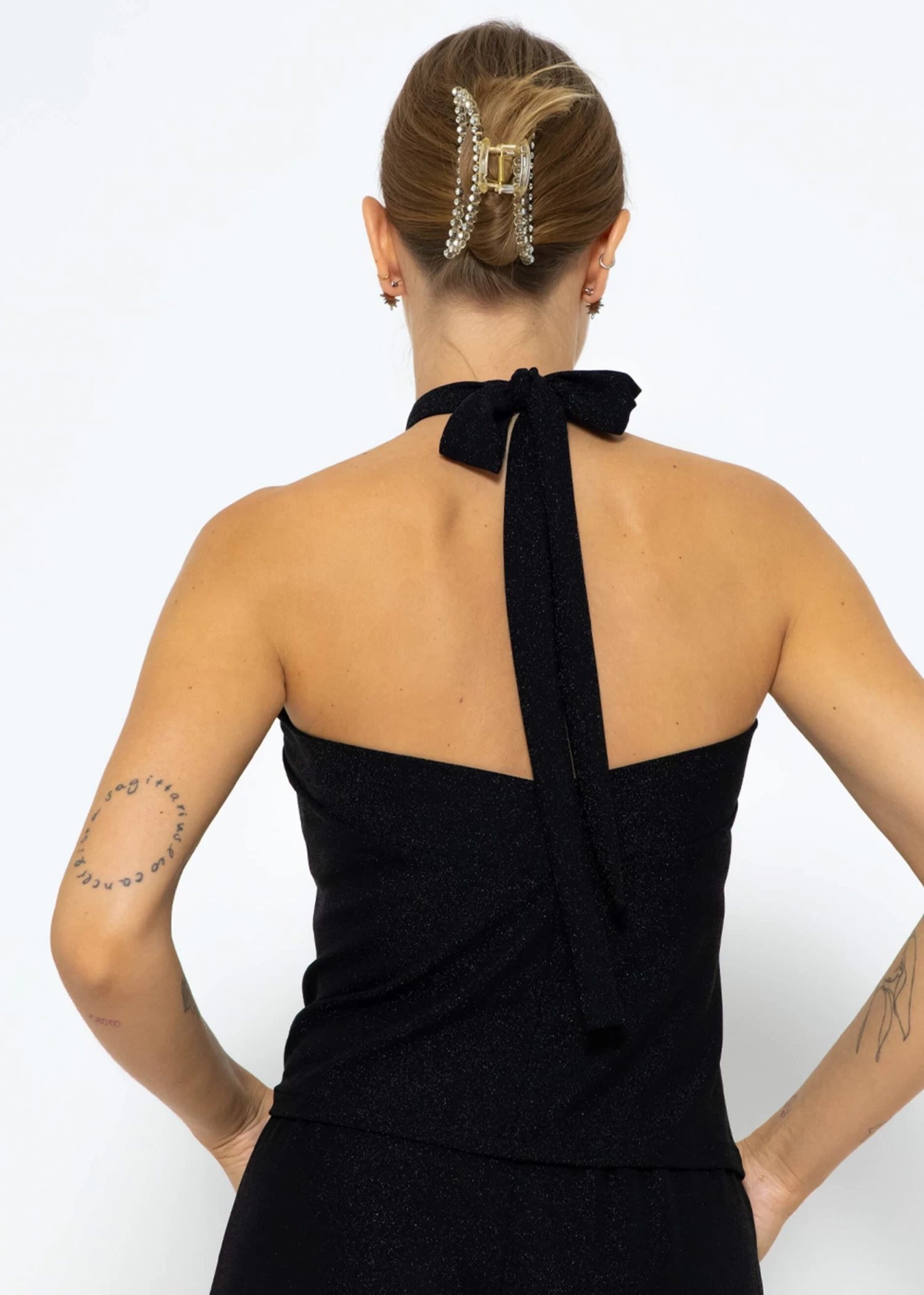 Schulterfreies Lurex Top - Schwarz 8 Schulterfreies Lurex Top - Schwarz – Bild 6