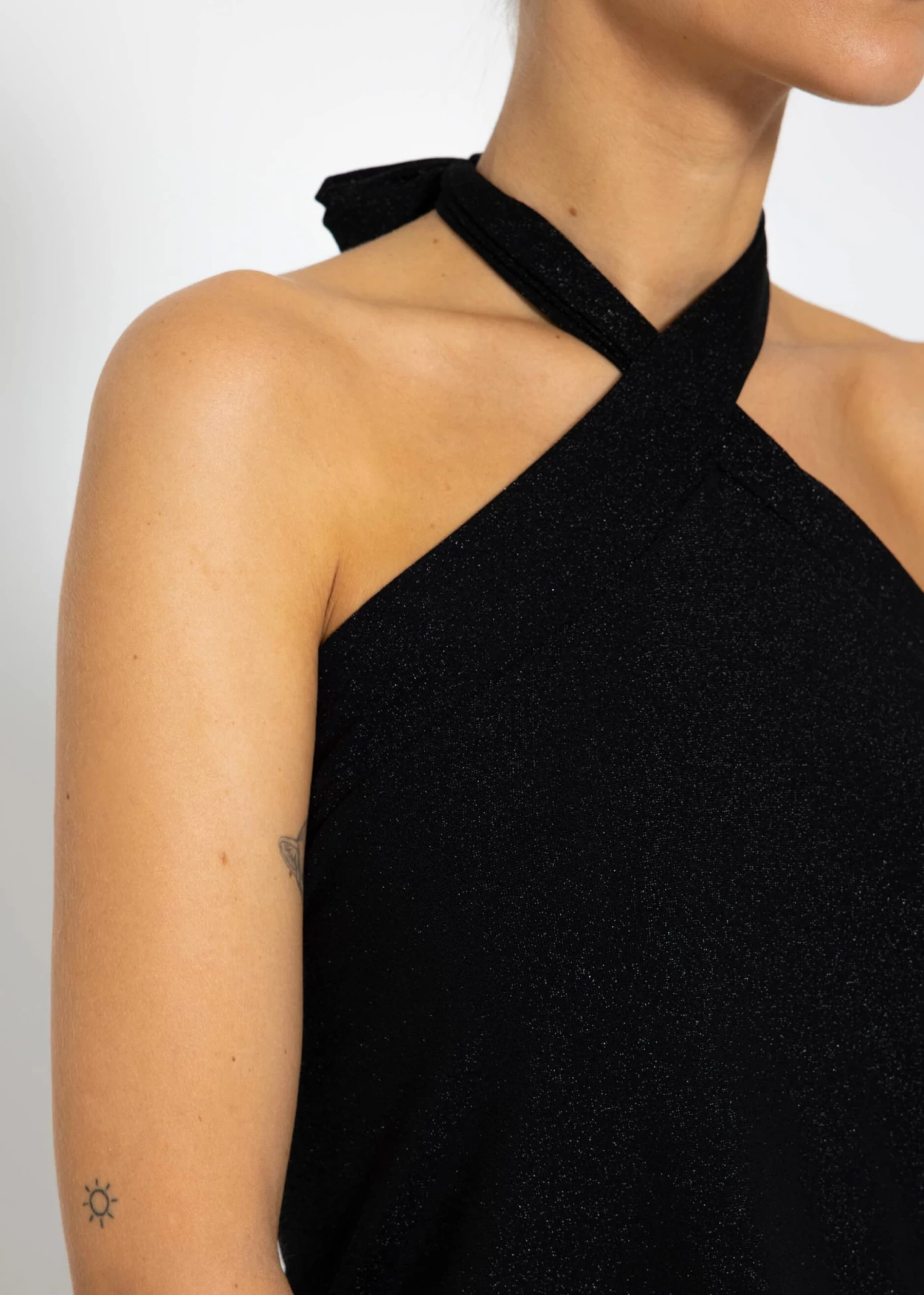 Schulterfreies Lurex Top - Schwarz 10 Schulterfreies Lurex Top - Schwarz – Bild 8