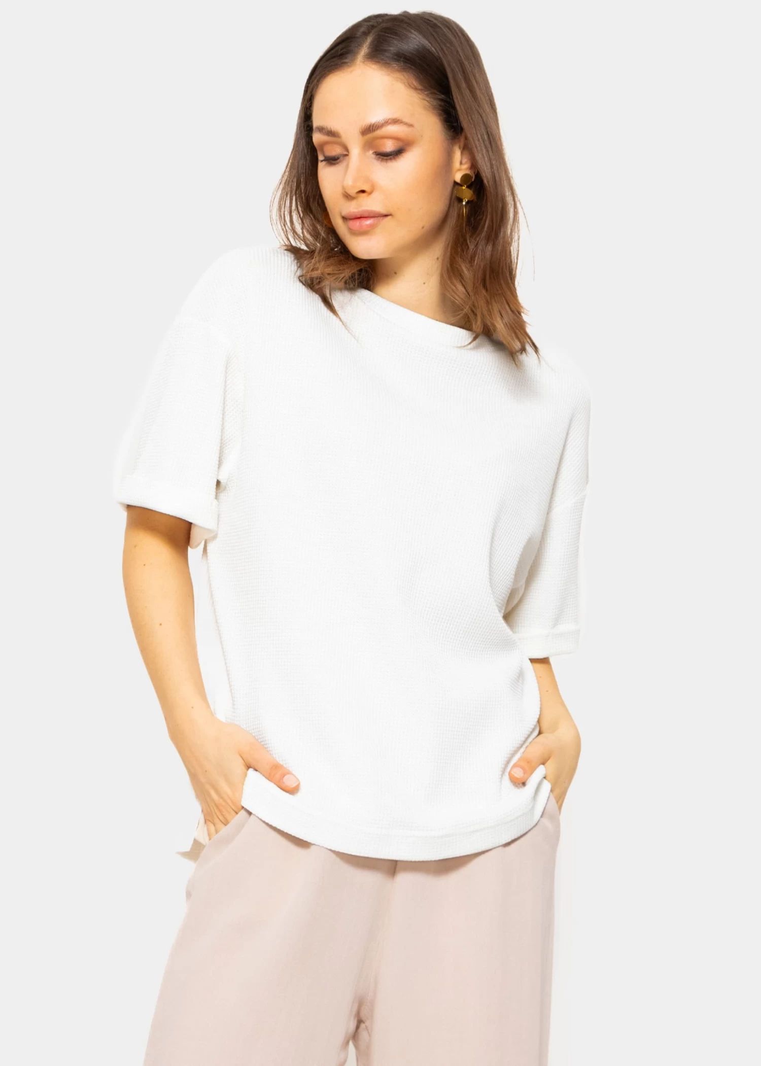 Shirt In Waffelpiqué - Weiß 7 Shirt In Waffelpiqué - Weiß – Bild 5