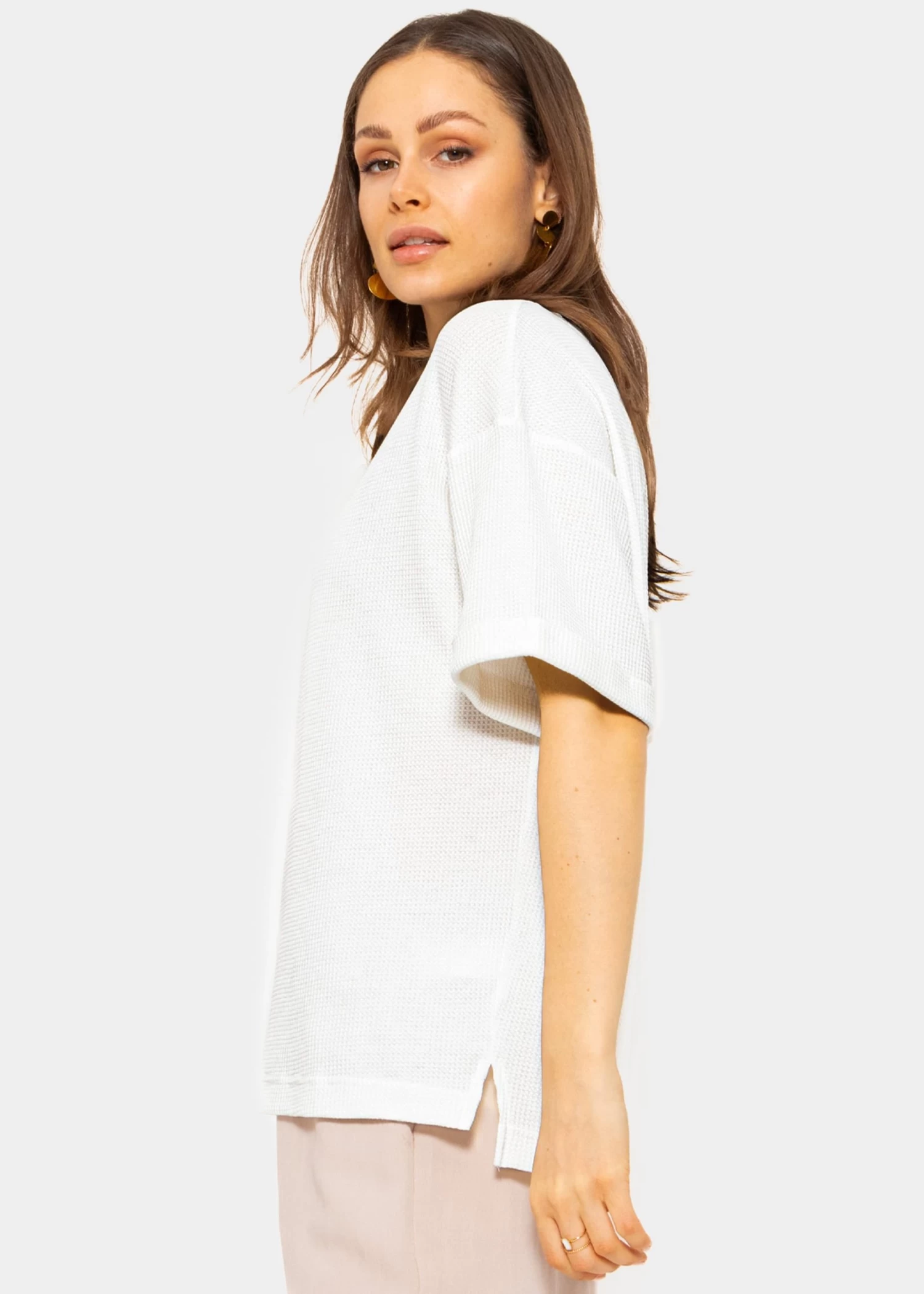 Shirt In Waffelpiqué - Weiß 5 Shirt In Waffelpiqué - Weiß – Bild 3