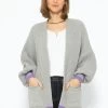 Soft Strick Cardigan Mit Taschen - Grau-lila -Sassyclassy SassyClassy soft Strick cardigan mit taschen grau lila S3208C6263 2