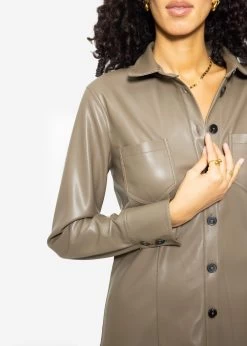 Sportives Kleid Aus Kunstleder - Taupe 17 Sportives Kleid Aus Kunstleder - Taupe -Sassyclassy SassyClassy sportives kleid aus kunstleder taupe S3210K6569 5