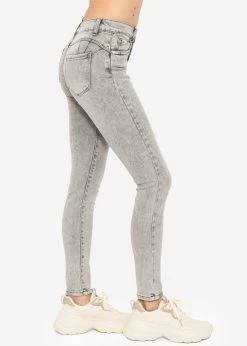 Stretchy Mid Waist Push Up Jeans - Hellgrau -Sassyclassy SassyClassy stretchy mid waist push up jeans hellgrau S3211D6676 8