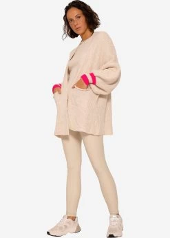 Strick Cardigan Mit Pink Streifen - Beige -Sassyclassy SassyClassy strick cardigan mit pink streifen beige S3209C6301 1AcWNYxyUknAGT