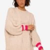 Strick Cardigan Mit Pink Streifen - Beige -Sassyclassy SassyClassy strick cardigan mit pink streifen beige S3209C6301 4oKvLjVNcX60v8