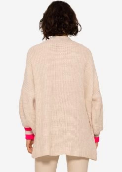 Strick Cardigan Mit Pink Streifen - Beige -Sassyclassy SassyClassy strick cardigan mit pink streifen beige S3209C6301 5MyHy5yuJGrGpq
