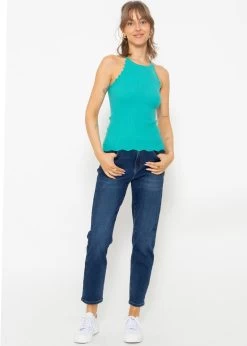 Strick Top Mit Bogenkante, Türkis -Sassyclassy SassyClassy strick top mit bogenkante turkis S3205B5913