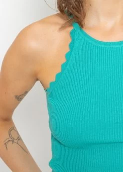 Strick Top Mit Bogenkante, Türkis -Sassyclassy SassyClassy strick top mit bogenkante turkis S3205B5913 5