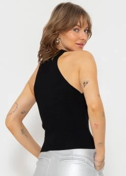 Strick Top Mit Rundhalsblende, Schwarz -Sassyclassy SassyClassy strick top mit rundhalsblende schwarz S3203B5641 7