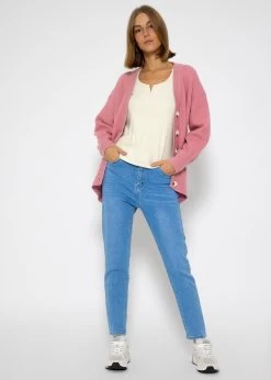 Strickjacke Mit V-Ausschnitt - Rosa -Sassyclassy SassyClassy strickjacke mit v ausschnitt rosa S3208C6219 3