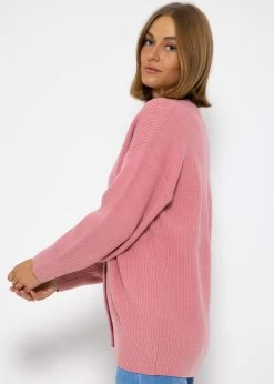 Strickjacke Mit V-Ausschnitt - Rosa -Sassyclassy SassyClassy strickjacke mit v ausschnitt rosa S3208C6219 5