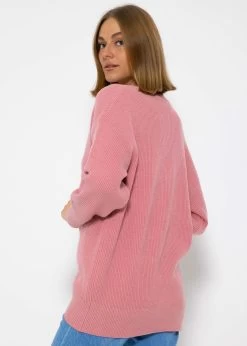 Strickjacke Mit V-Ausschnitt - Rosa -Sassyclassy SassyClassy strickjacke mit v ausschnitt rosa S3208C6219 7