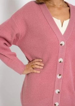 Strickjacke Mit V-Ausschnitt - Rosa -Sassyclassy SassyClassy strickjacke mit v ausschnitt rosa S3208C6219 9