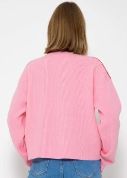 Strickpullover Mit Farbigen Akzenten - Rosa-rot -Sassyclassy SassyClassy strickpullover mit farbigen akzenten rosa rot S3208P6226