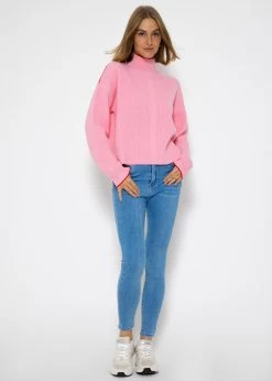 Strickpullover Mit Farbigen Akzenten - Rosa-rot -Sassyclassy SassyClassy strickpullover mit farbigen akzenten rosa rot S3208P6226 4