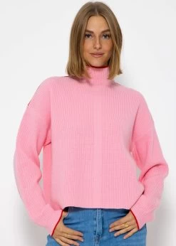 Strickpullover Mit Farbigen Akzenten - Rosa-rot -Sassyclassy SassyClassy strickpullover mit farbigen akzenten rosa rot S3208P6226 5