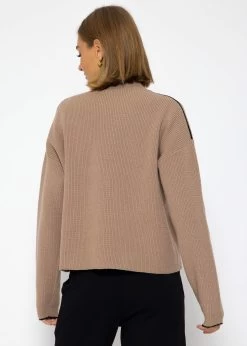 Strickpullover Mit Farbigen Akzenten - Taupe-schwarz -Sassyclassy SassyClassy strickpullover mit farbigen akzenten taupe schwarz S3208P6227 1