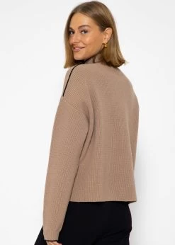 Strickpullover Mit Farbigen Akzenten - Taupe-schwarz -Sassyclassy SassyClassy strickpullover mit farbigen akzenten taupe schwarz S3208P6227 6