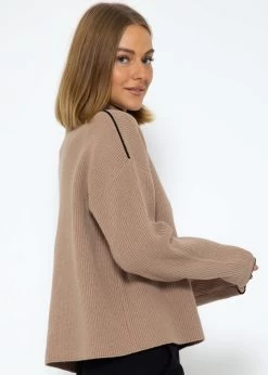 Strickpullover Mit Farbigen Akzenten - Taupe-schwarz -Sassyclassy SassyClassy strickpullover mit farbigen akzenten taupe schwarz S3208P6227 7