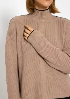 Strickpullover Mit Farbigen Akzenten - Taupe-schwarz -Sassyclassy SassyClassy strickpullover mit farbigen akzenten taupe schwarz S3208P6227 8