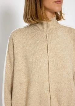 Strickpullover Mit Hellen Streifen - Beige -Sassyclassy SassyClassy strickpullover mit hellen streifen beige S3208P6233 7