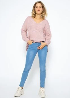 Strickpullover Mit V-Ausschnitt, Rosa 14 Strickpullover Mit V-Ausschnitt, Rosa -Sassyclassy SassyClassy strickpullover mit v ausschnitt rosa S3207B6025 2