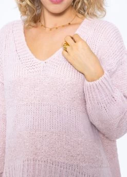 Strickpullover Mit V-Ausschnitt, Rosa 17 Strickpullover Mit V-Ausschnitt, Rosa -Sassyclassy SassyClassy strickpullover mit v ausschnitt rosa S3207B6025