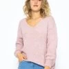 Strickpullover Mit V-Ausschnitt, Rosa -Sassyclassy SassyClassy strickpullover mit v ausschnitt rosa S3207B6025 3