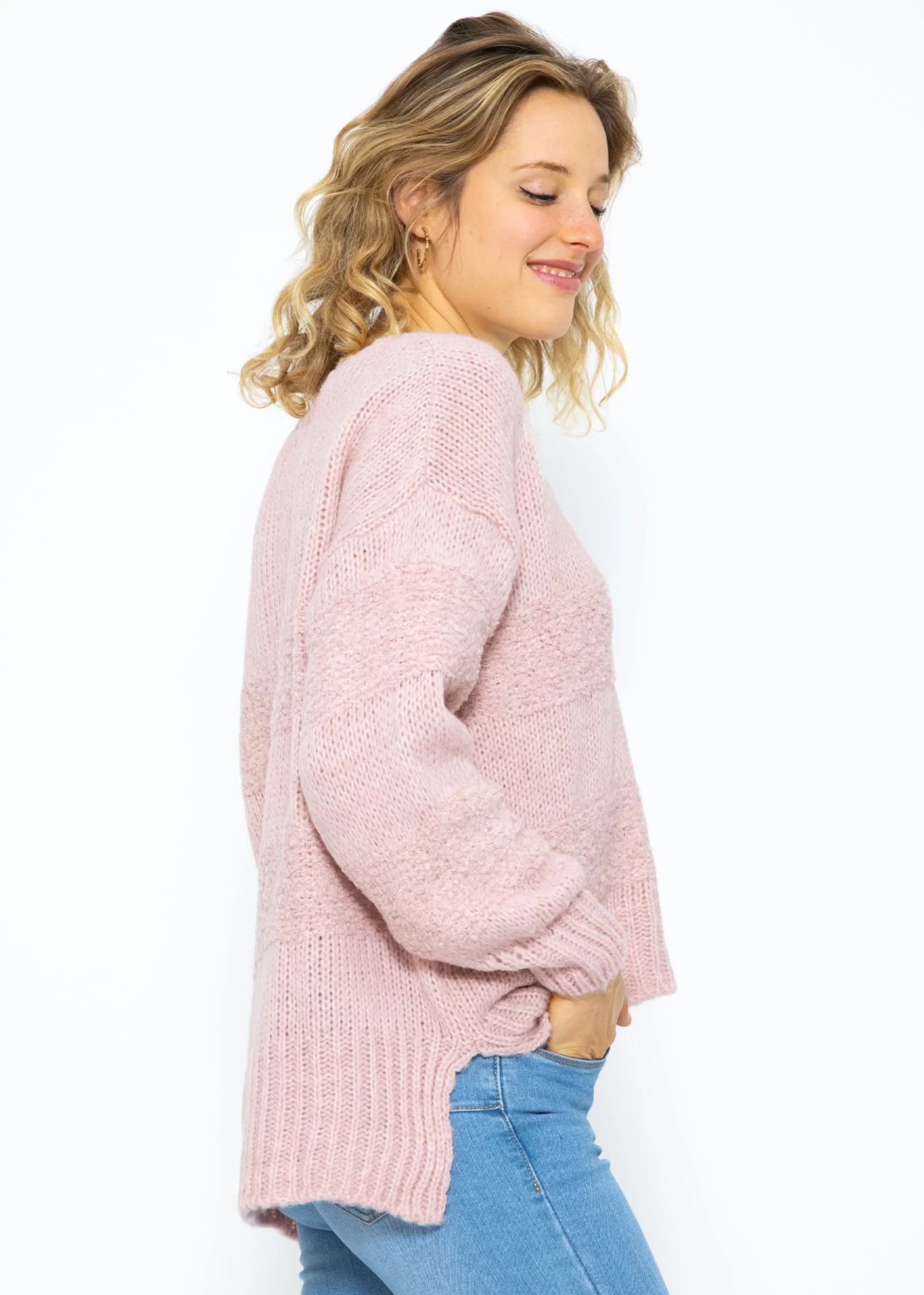 Strickpullover Mit V-Ausschnitt, Rosa 8 Strickpullover Mit V-Ausschnitt, Rosa – Bild 6