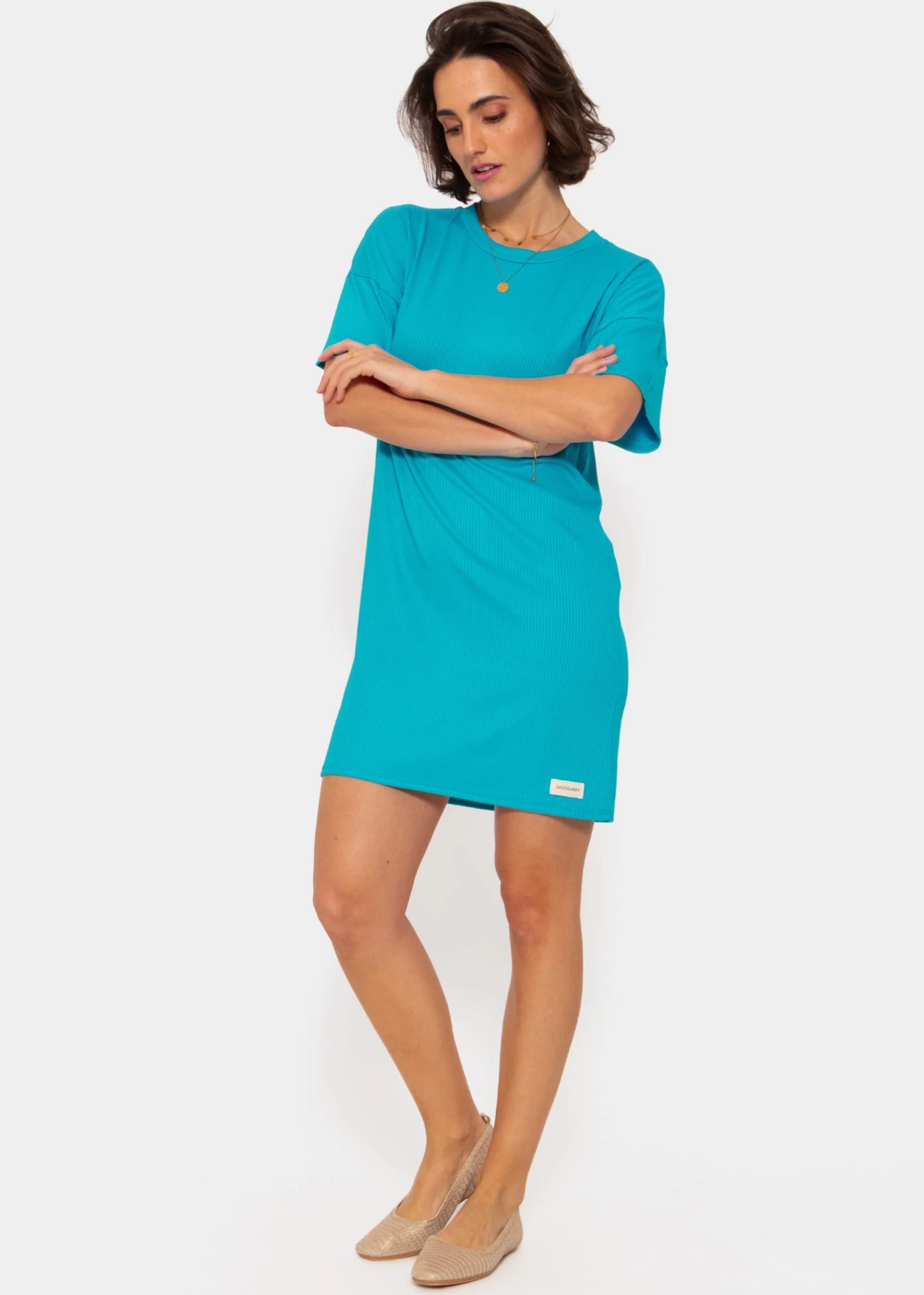 T-Shirt Kleid - Azurblau 6 T-Shirt Kleid - Azurblau – Bild 4